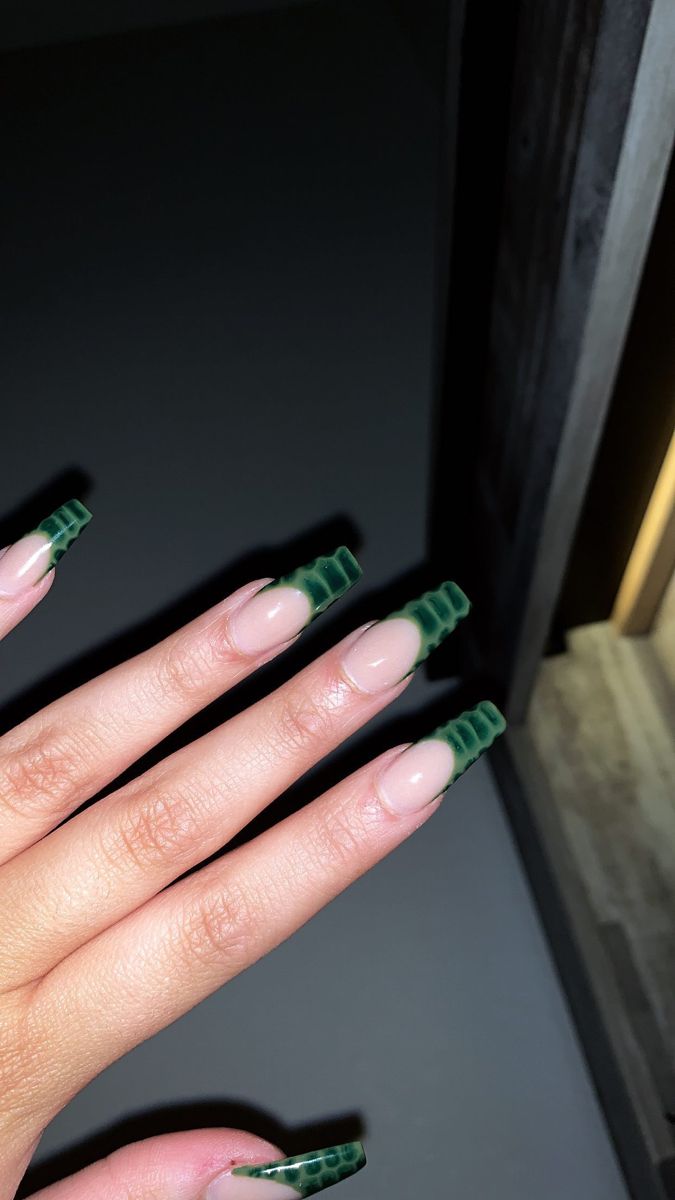 Green Nails With Snake