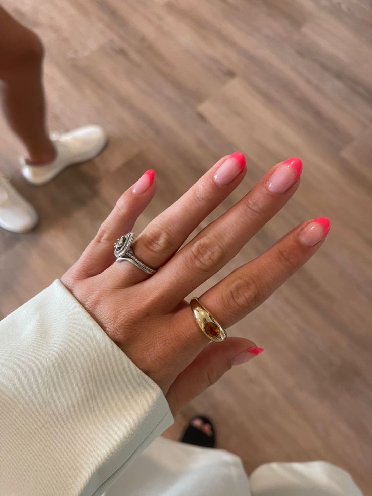 Vibrant Pink French Tip Manicure: A Stylish Look for Any Occasion