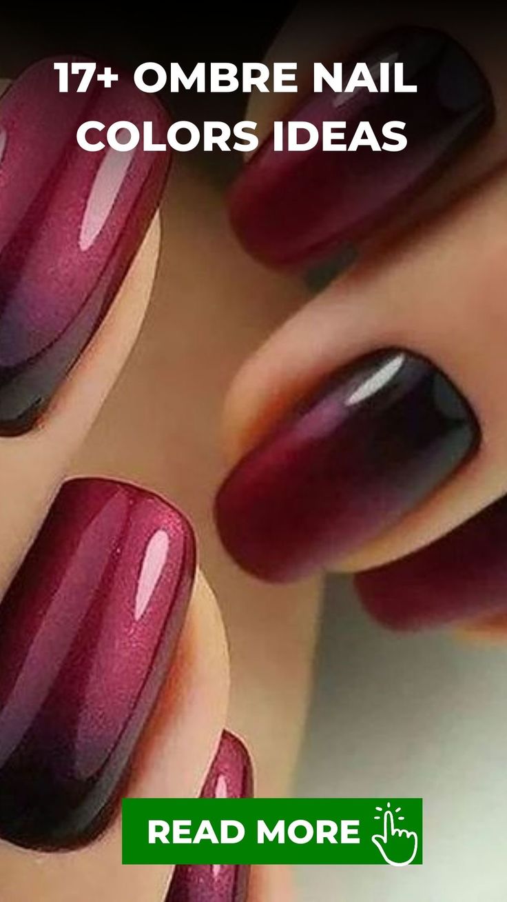 Elegant Ombre Nail Design: Deep Burgundy and Rich Plum Gradient