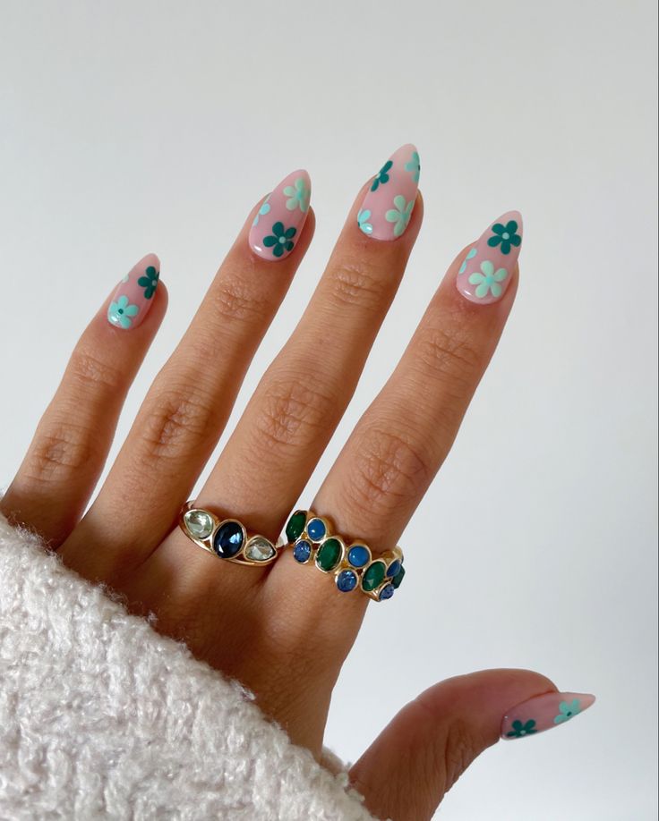 Playful Pastel Floral Nail Design for a Fresh Spring Aesthetic