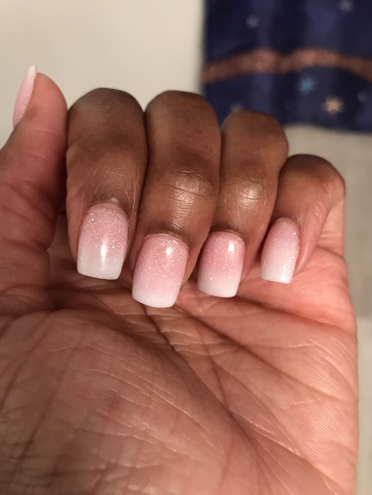 Chic Ombre Acrylic Nails with Shimmering Tips for Sophisticated Elegance.