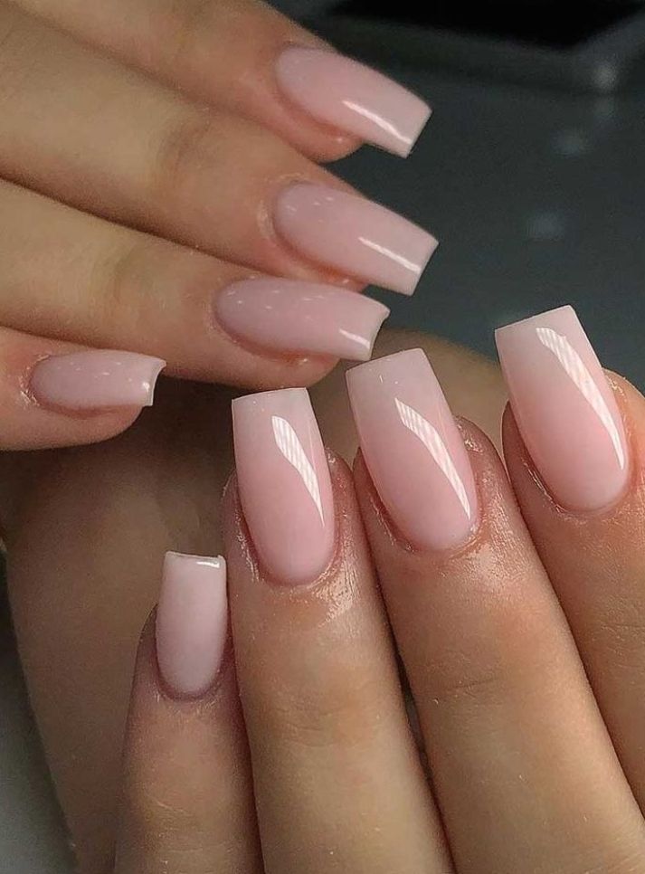 Chic Soft Pink Gradient Nail Design with Glossy Finish