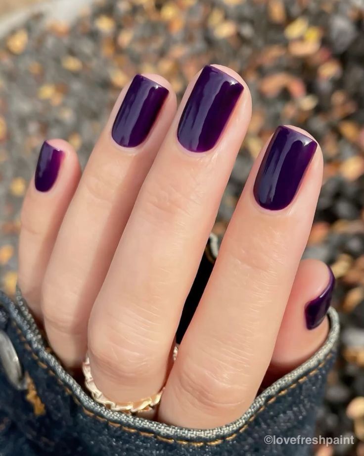 Elegant Deep Purple Nail Design: Versatile & Glossy for Any Occasion.