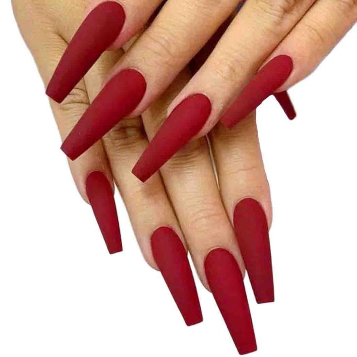 Sleek Matte Red Long Almond Nails: Bold Elegance for Any Occasion.