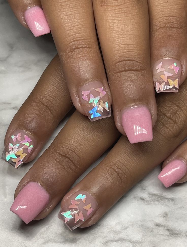 Playful Pink Butterfly Nail Art: A Whimsical Blend of Elegance and Fun.