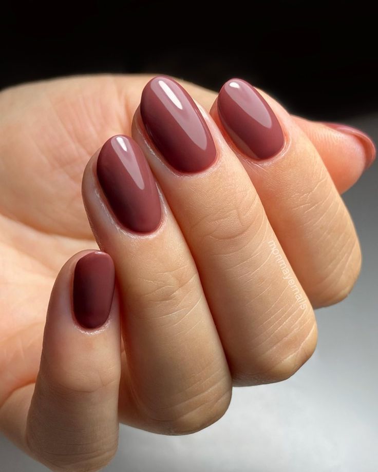 Sophisticated Burgundy Almond-Shaped Nails with Glossy Finish.