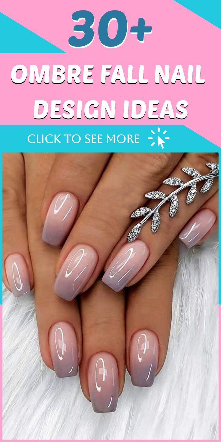 Chic Ombre Fall Nail Designs: Soft Pink to Muted Nude with Sparkling Details