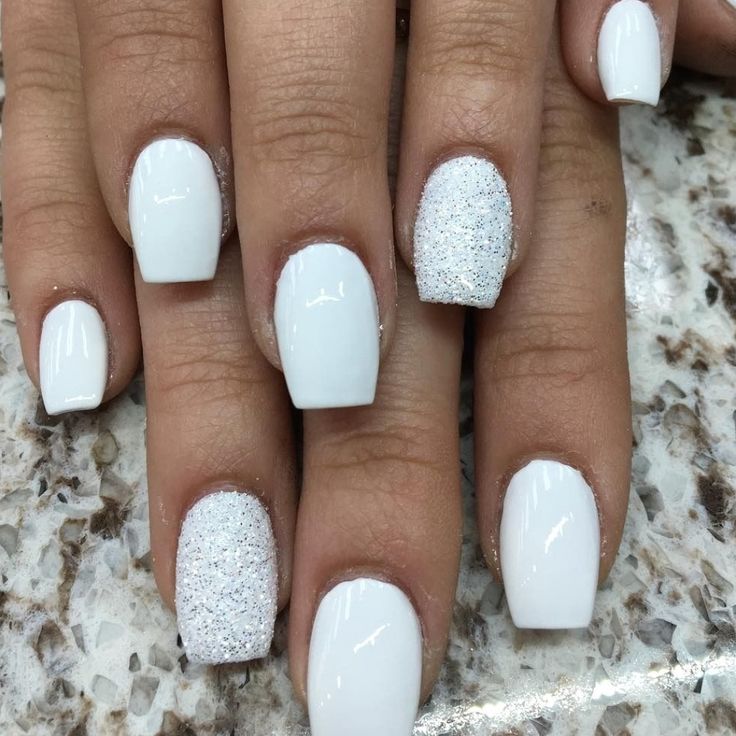 Sophisticated White Nails with Sparkling Glitter: A Versatile Elegance for Any Occasion