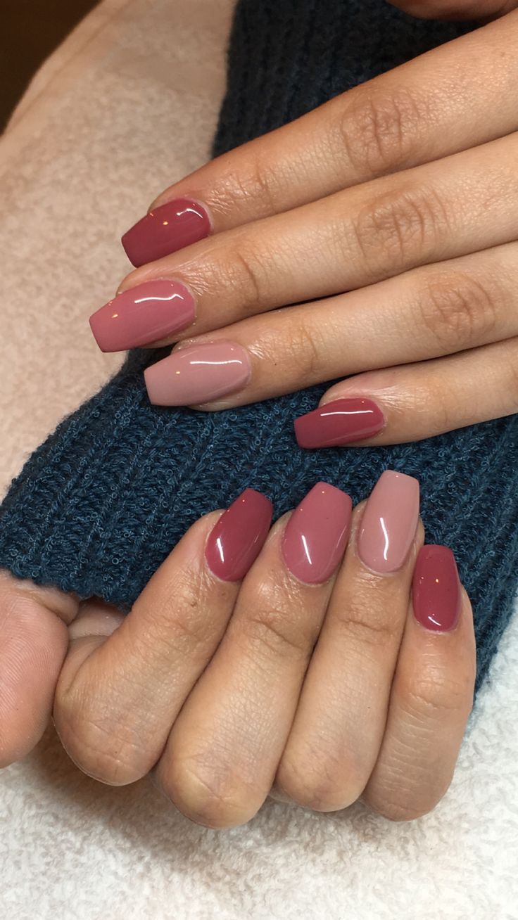 Sophisticated Nail Design: Muted Pink and Deep Burgundy for All Occasions