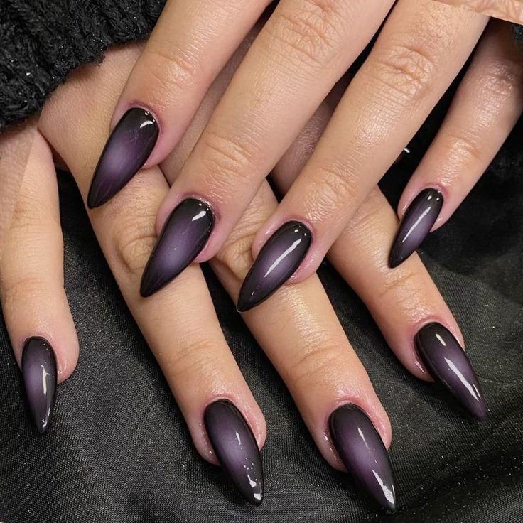 Elegant Ombre Almond Nails in Deep Purple Gradient