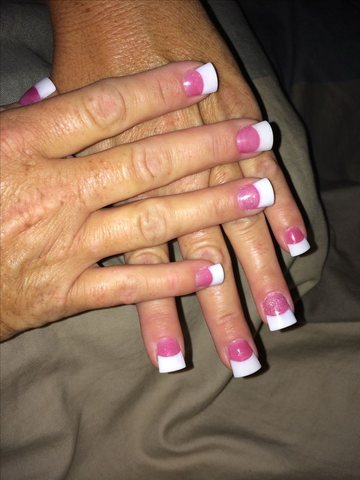 Chic French Manicure with Vibrant Pink Gradient for a Sophisticated Look