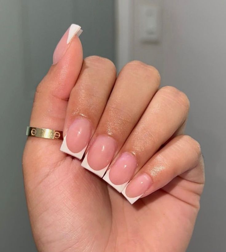 Chic French Tip Nails: Modern Square Edges with Soft Nude Base