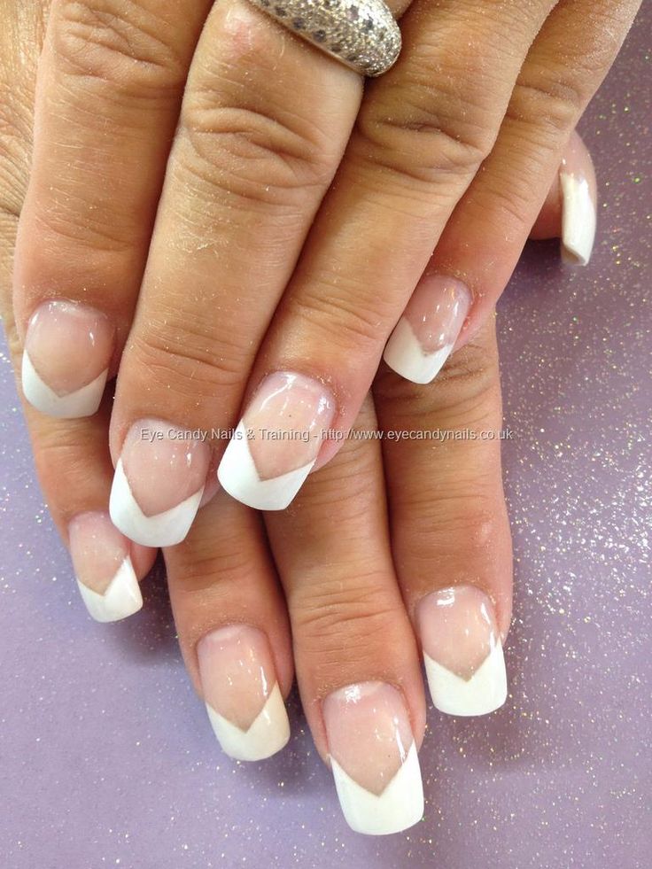 Modern V-Shaped Elegant French Manicure with Classic White Tips on Nude Base