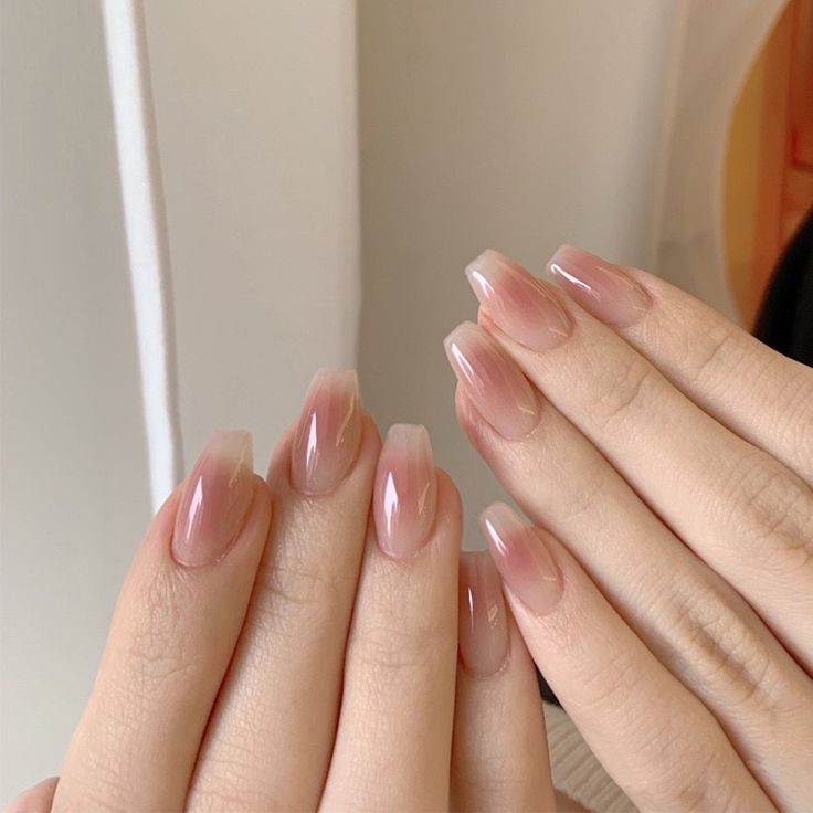 Elegant Ombre Nail Design in Nude and Soft Pink Shades