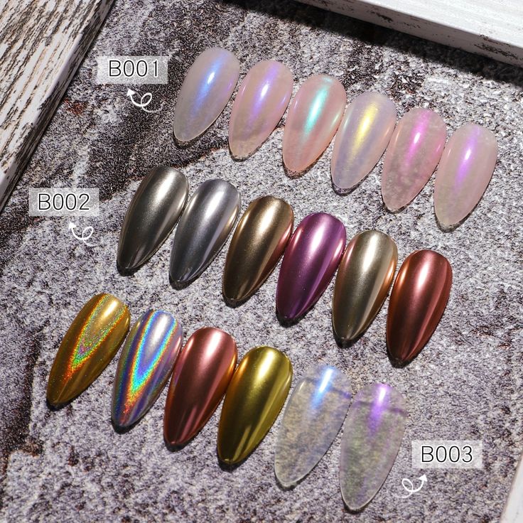 Vibrant Nail Designs: Elegant Translucent and Bold Metallic Finishes.