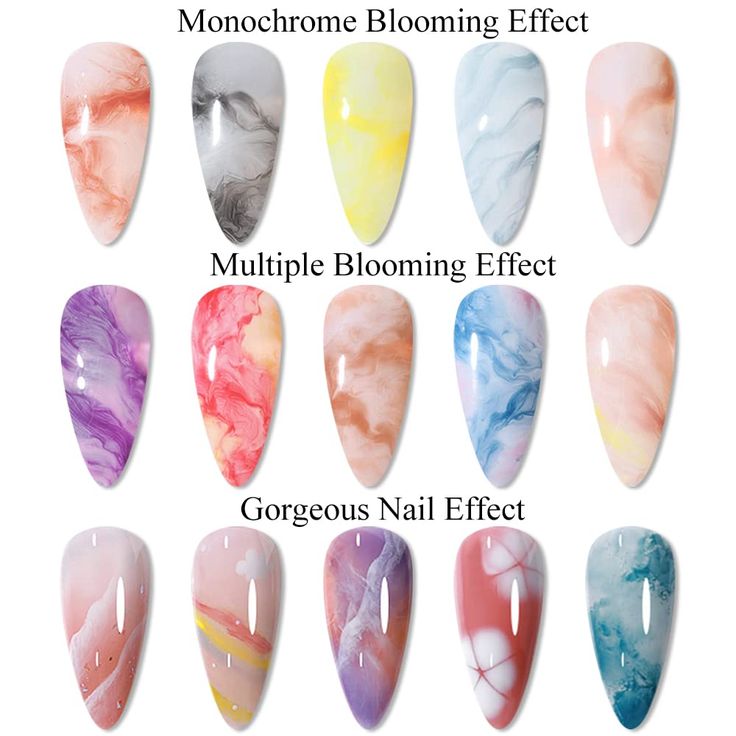 Stunning Blooming Nail Designs: Vibrant Pastels and Unique Marbled Effects