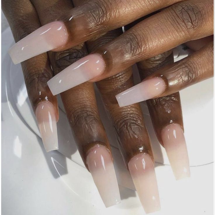 Elegant Ombre Acrylic Nails: Sophisticated Soft Pink to Sheer White Blend