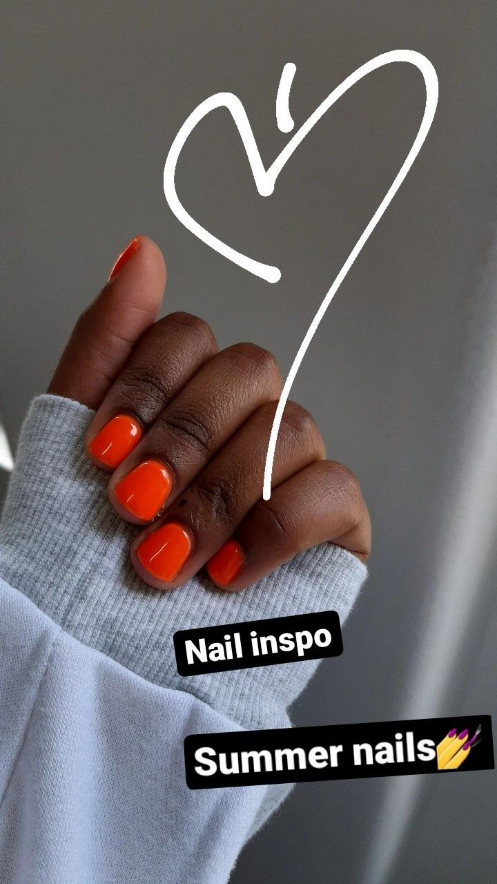 Playful Vibrant Orange Nail Design for Summer Styles.