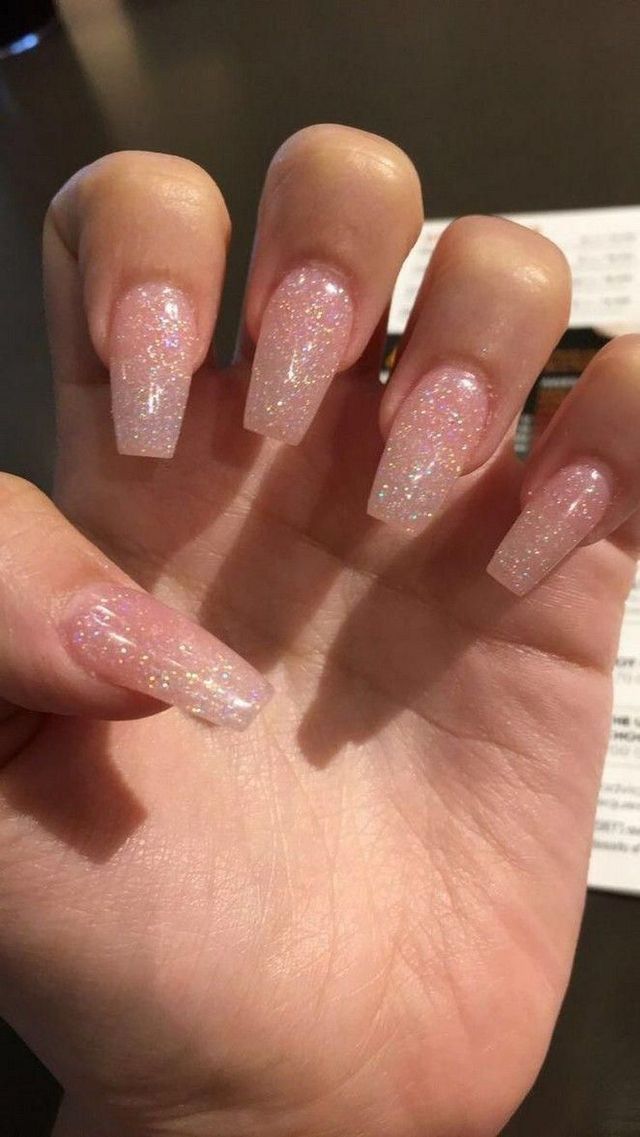 Elegant Glittering Long Nails for a Dreamy, Sophisticated Look.