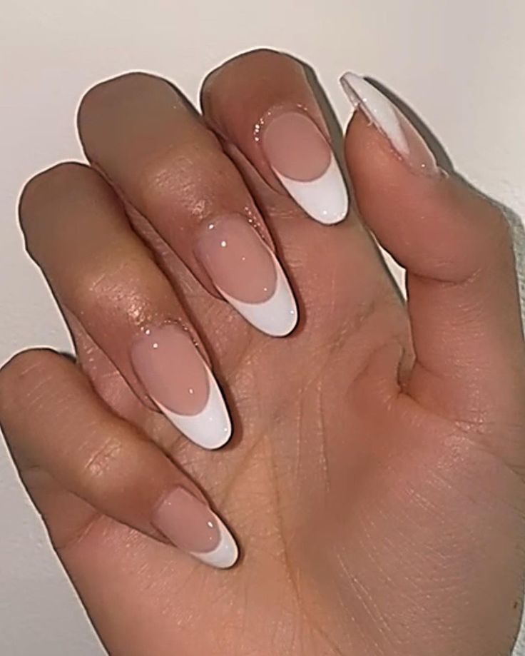 Timeless Elegance: Classic French Manicure with Almond-Shaped Nails