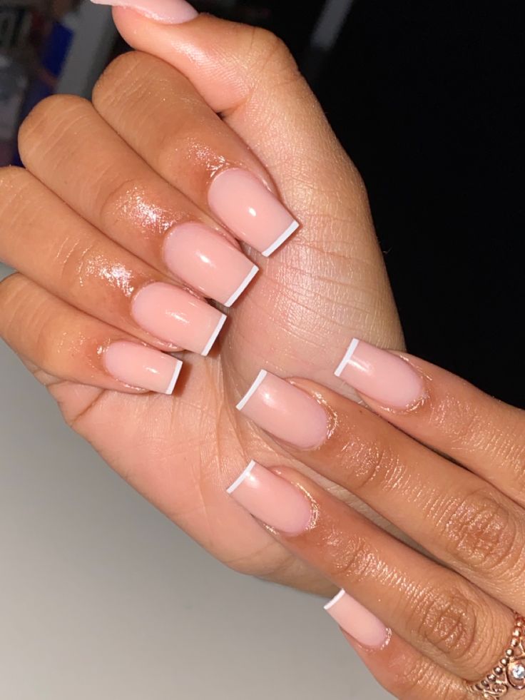 Timeless Elegant Nail Design: Soft Nude Base with Crisp White Tips