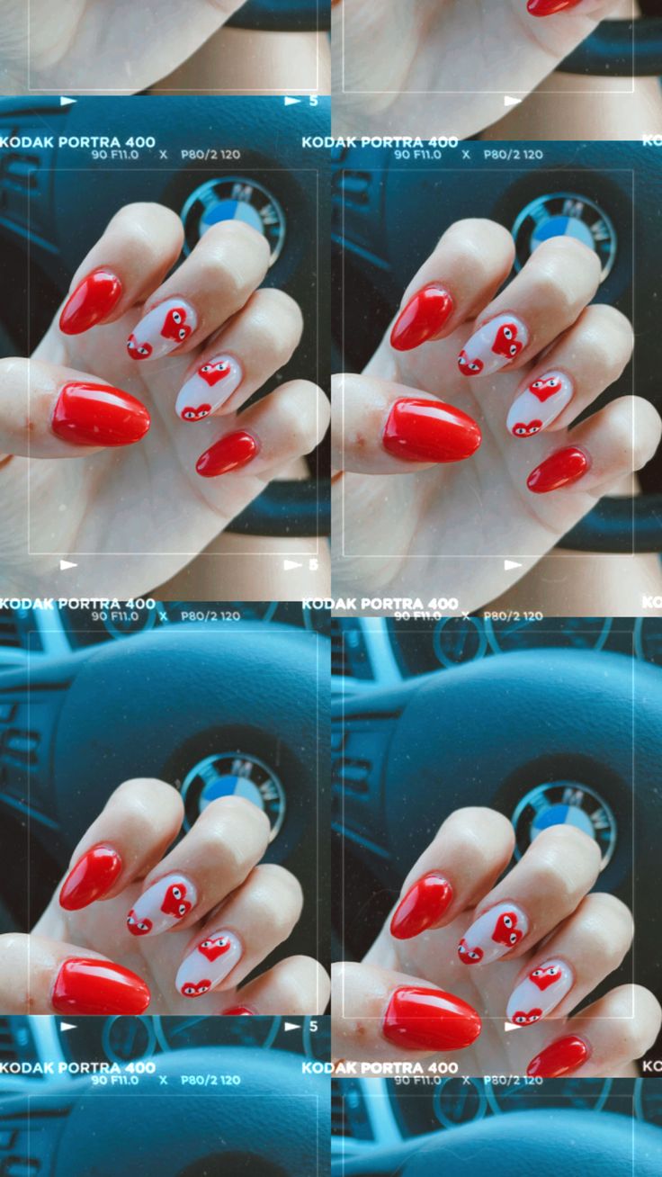 Vibrant Red Nail Design: A Bold Blend of Elegance and Whimsy.