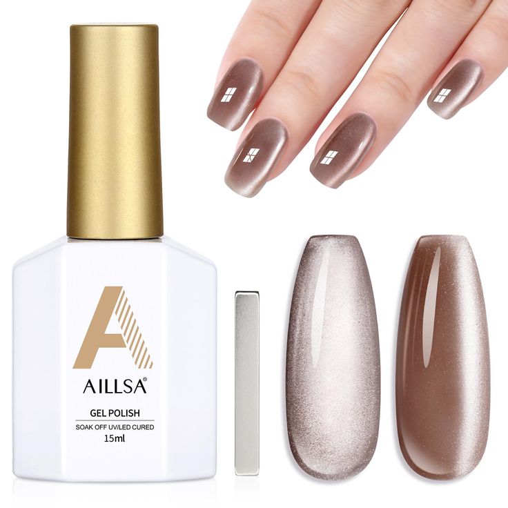 Sophisticated Warm Taupe Gel Polish with Minimalist Geometric Nail Art.