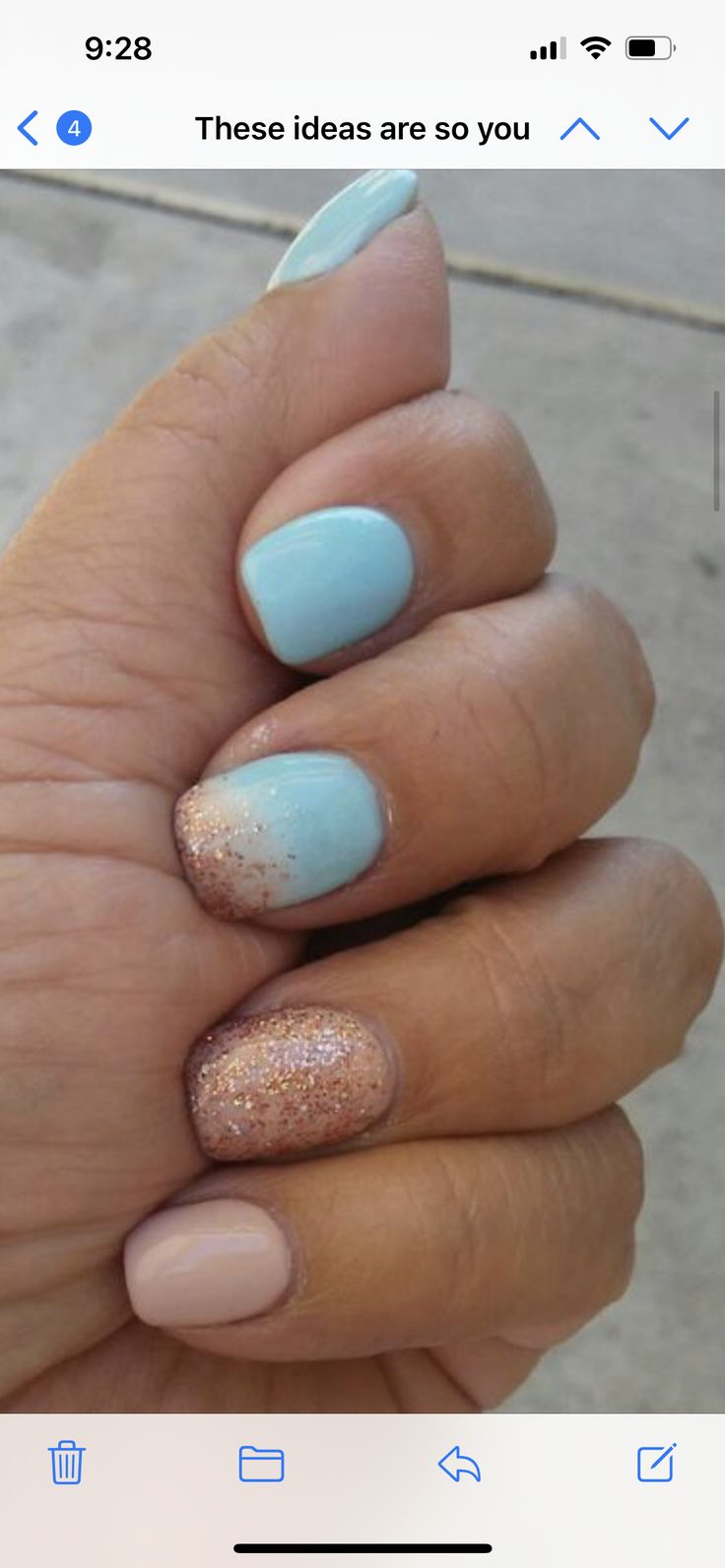 Elegant Playful Pastel Nail Design with Gradient and Sparkling Tips