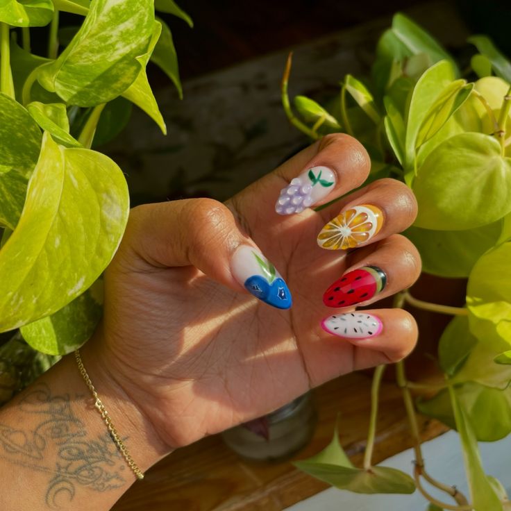 Vibrant Fruit-Inspired Nail Art for a Playful Summer Vibe.