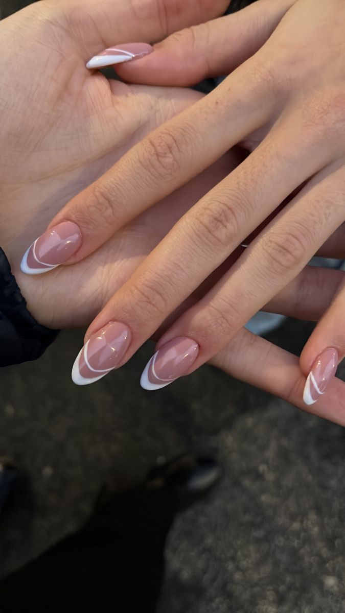 Chic French Manicure: Elegant Pink and White Design with Glossy Finish