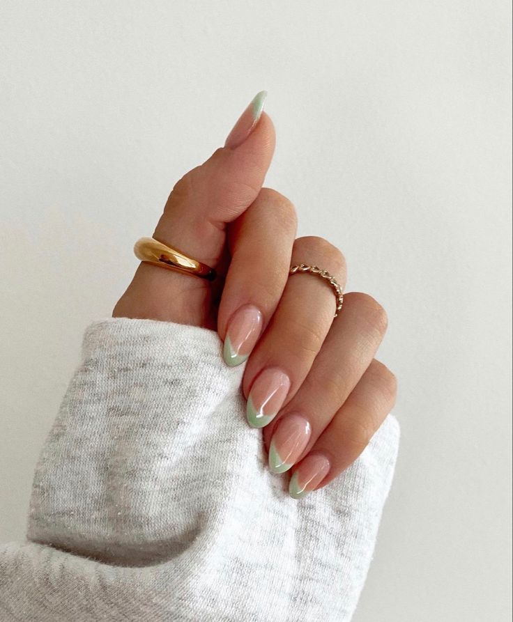 Chic Peach and Mint Nail Design for a Modern, Elegant Look