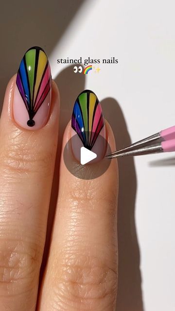 Vibrant Stained Glass Nails: A Whimsical Blend of Color and Artistic Flair.