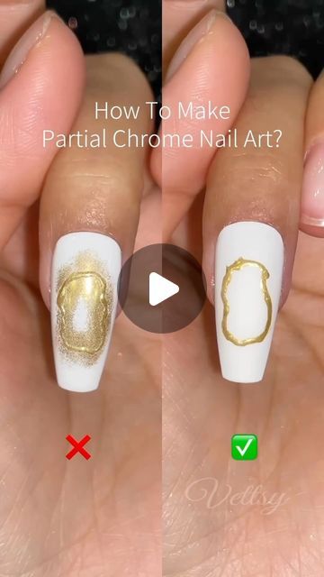 Contrasting Chrome Art Nail Design: Chaotic Versus Elegant Styles on Elongated White Nails