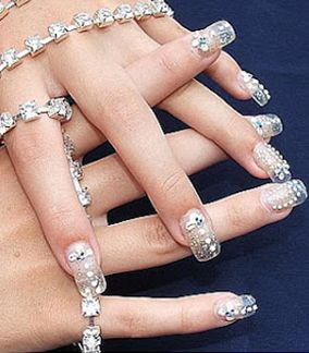 Glamorous Sparkling Nail Design with Rhinestones for Special Occasions