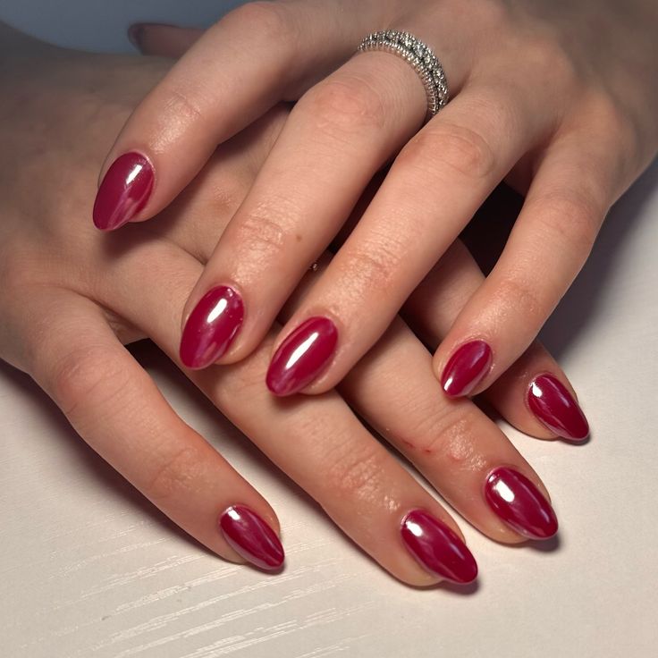 Cranberry Nails With Chrome