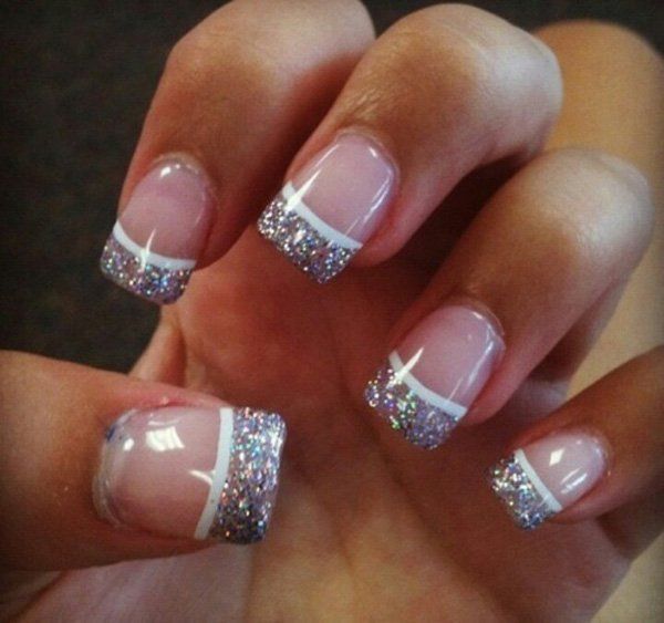 Elegant Sparkling French Tip Nails: A Glamorous Touch for Any Occasion.