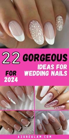 Chic Elegant Wedding Nail Designs: Soft Palettes with Intricate Embellishments