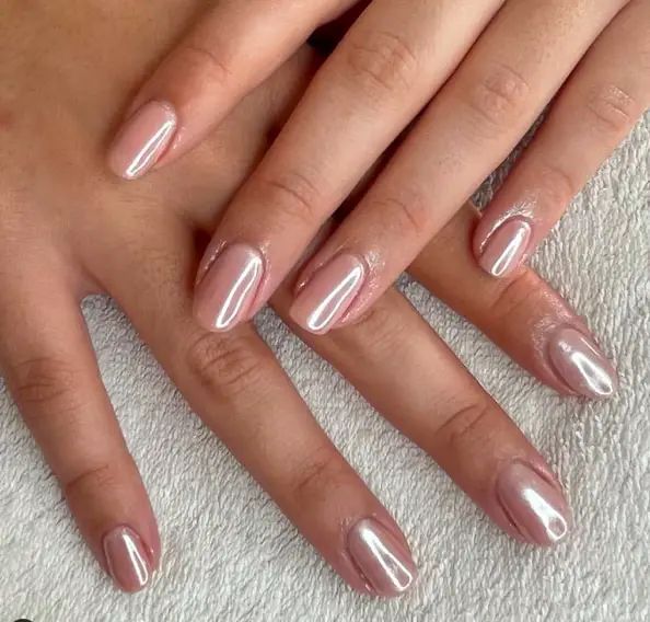 Sophisticated Glossy Pale Pink Nail Design for Timeless Elegance.