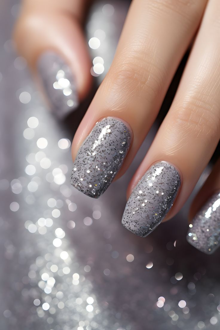 Gray Nail Polish With Glitter