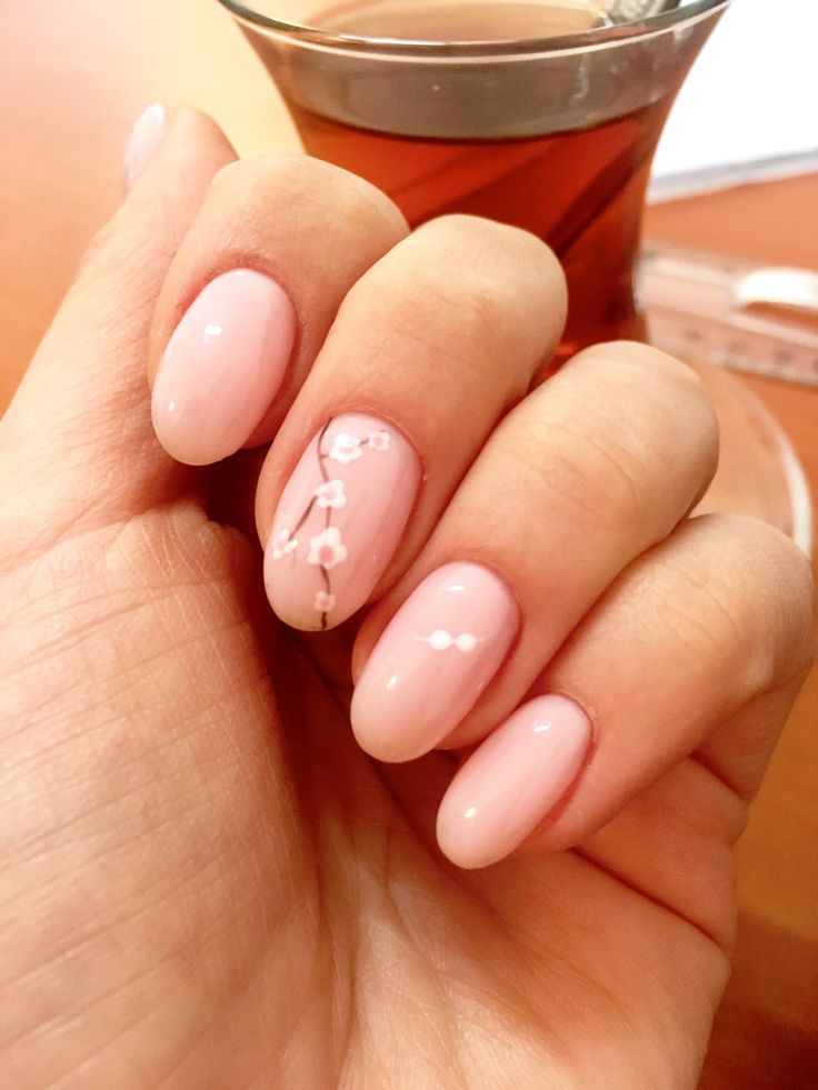 Sophisticated Pink Nail Design with Elegant Floral Accents.