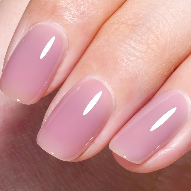 Elegant Soft Nude Pink Nails: A Glossy Finish for Versatile Sophistication