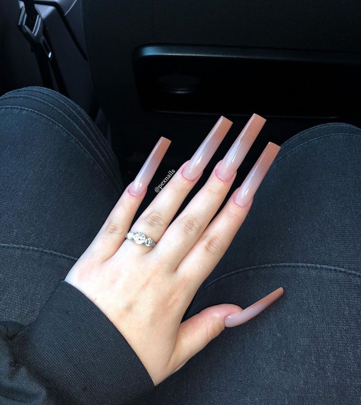 Chic Nude and Blush Ombre Long Nails: A Versatile Blend of Elegance and Modernity.