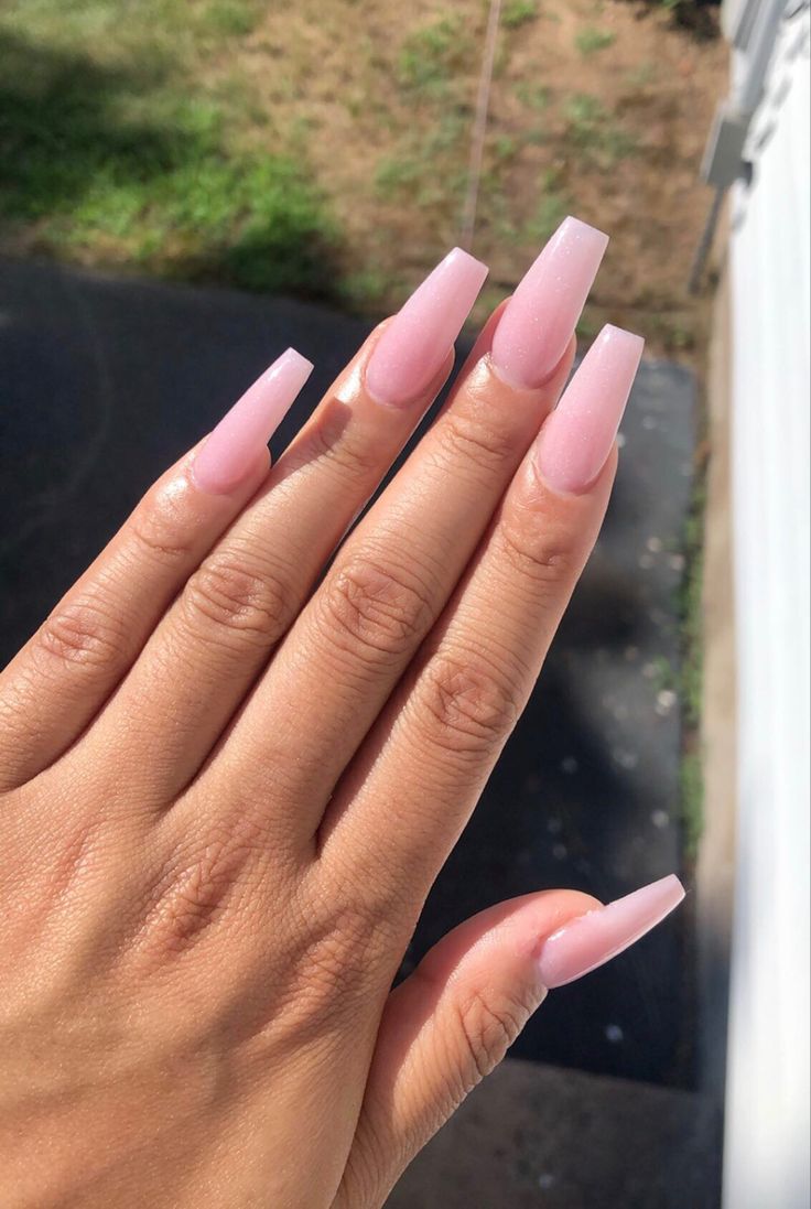 Chic Long Pink Ombre Nails: Elegant Square Design for Every Occasion.