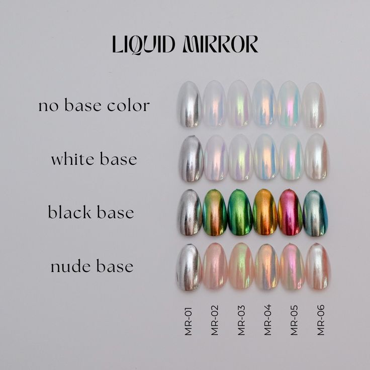 Liquid Mirror Nail Designs: Versatile Glossy Styles Reflecting Light in Vibrant and Subtle Hues.