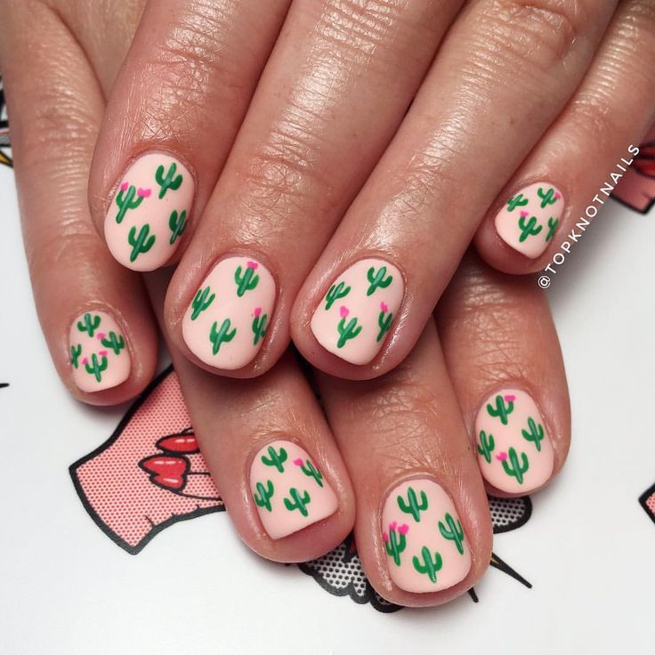 Whimsical Pink Cactus Nail Design: A Playful Blend of Cheerful Patterns for Unique Style.