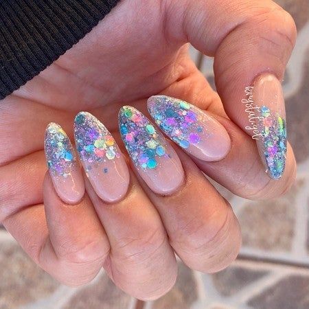 Vibrant Pastel Glitter Nail Design for a Playful Touch of Whimsy