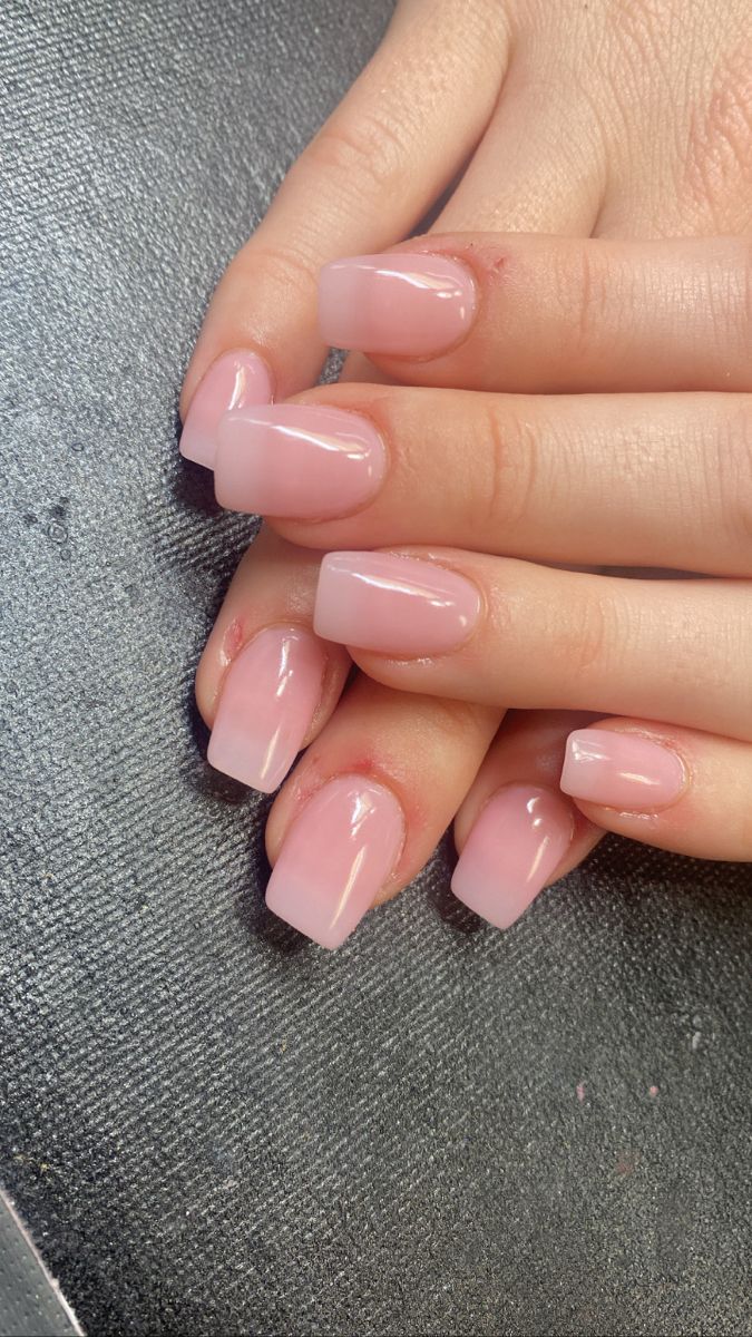 Elegant Soft Pink Glossy Nude Acrylic Nails: A Versatile Chic Choice for Any Occasion.