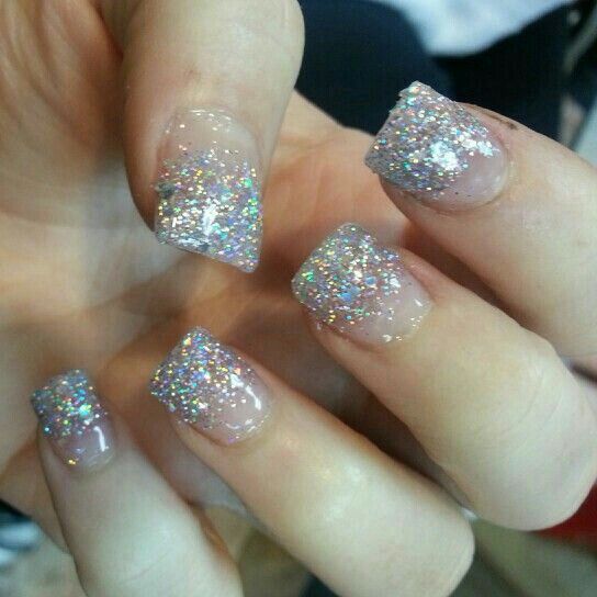 Nails With Silver Glitter Tips