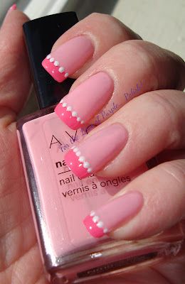 Chic Pink French Manicure with Delicate White Dots: A Playful Elegance for Any Occasion