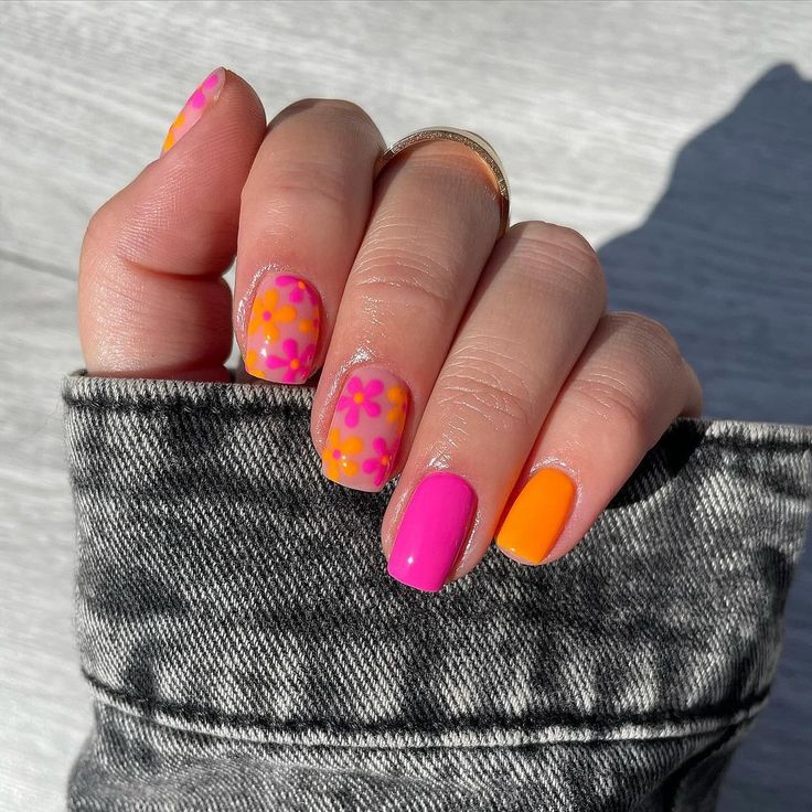 Vibrant Floral Nail Design for a Fun Summer or Festive Vibe.